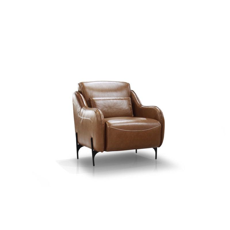 Chaise d'appoint, cappuccino 100% cuir fleur