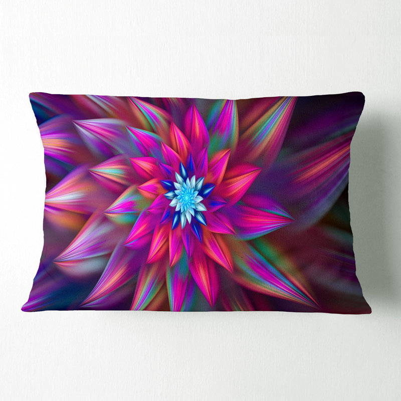 Coussin lombaire floral à fleurs fractales, Rose