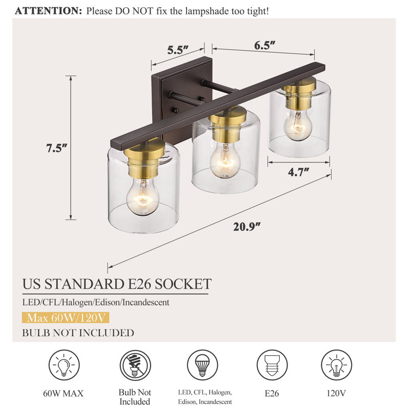 3 - Light Dimmable Vanity Light