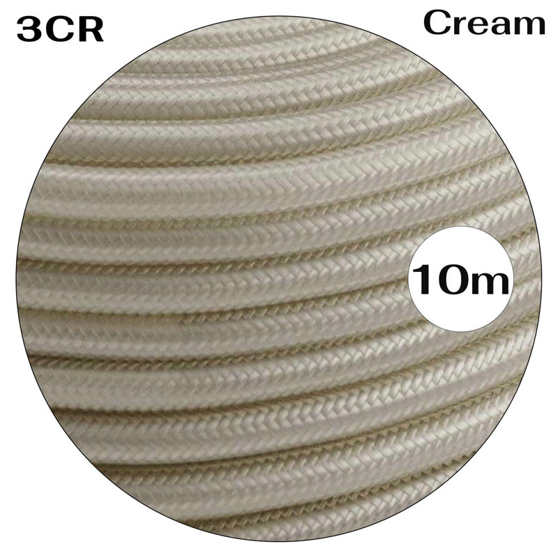 Steinauer 3Core Round 5 Meters Vintage Coloured 0.75Mm Braided Fabric Flexible Electrical Cable, Cream