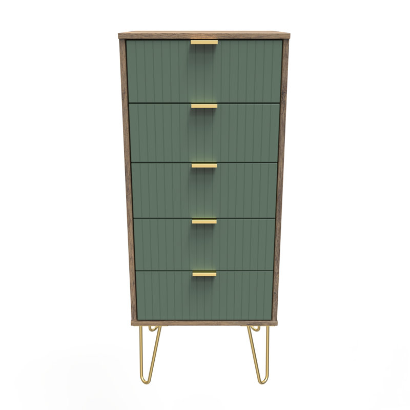 Beranda 45cm W Manufactured Wood Bedside Table, Labrador Green/Vintage Oak