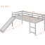 Lit mezzanine simple gris avec glissade et, construction moderne et élégante en pin massif, 14 lattes, garde-corps, sans fondation, facile à assembler, glissière de taille additionnelle, style, bois, structure solide,-974545070