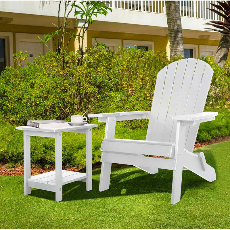 White Weather Resistant Polystyrene Outdoor Rectangular Side Table