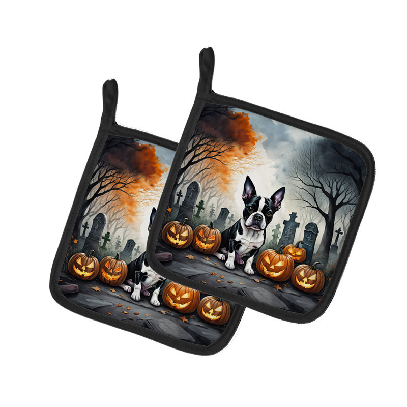 Boston Terrier Spooky Halloween - paire de poignées