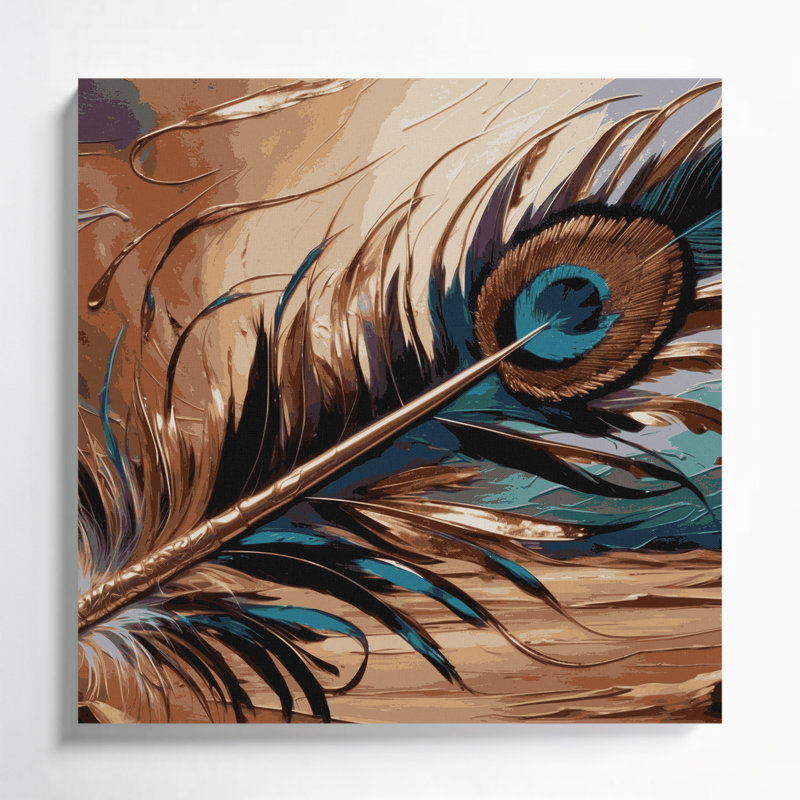 «Southwestern Animals», Turquie, plume 52, art mural sur toile brune, H 8 po x l 8 po