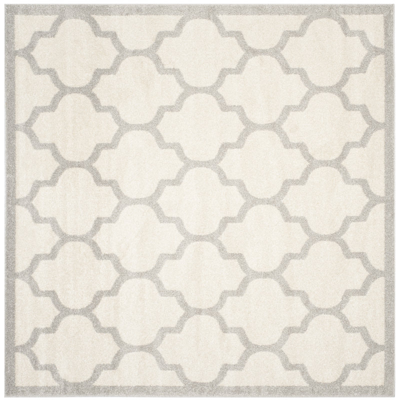 Tapis géométrique beige / gris clair Ammundsen, Carré 7 pi