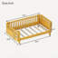 Lit plateforme en bois pour enfants, lit simple en bois à profil bas avec rails