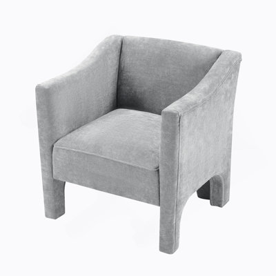 Modern Barrel Accent Chair With Enclosed Arms, Chenille Upholstery, And Ergonomic Support For Living Room Or Bedroom