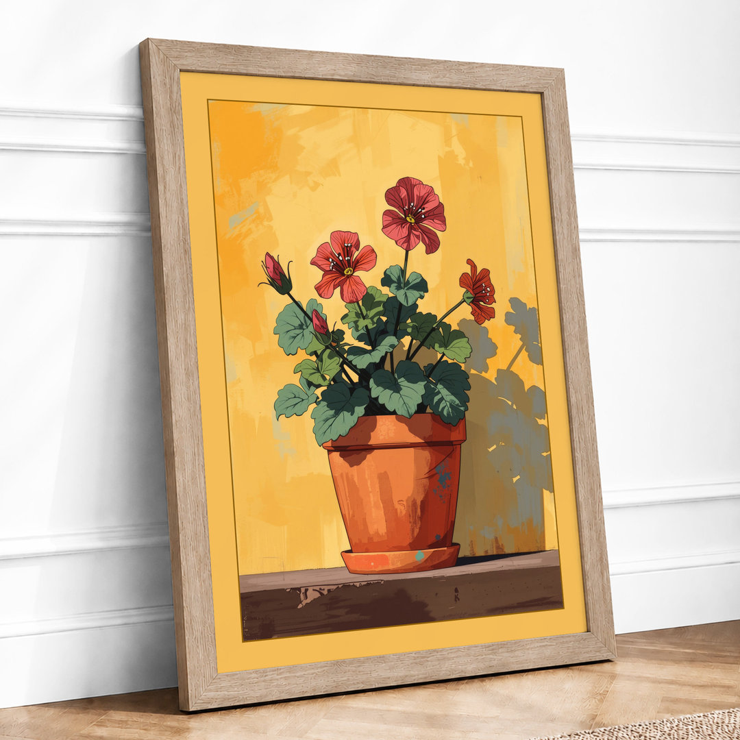 Burgundy Blooms in Terracotta Botanical Framed Art Print