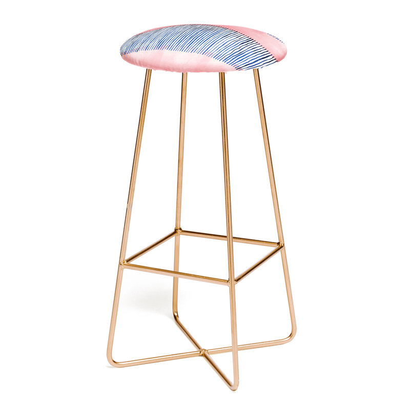 Dewy Upholstered Counter Stool with Metal Frame, Gold