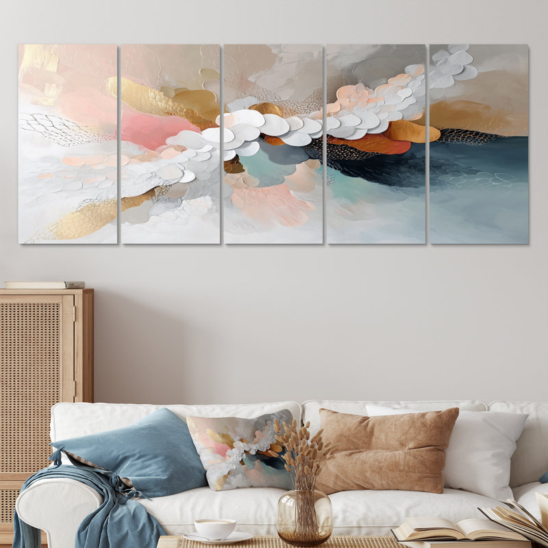"White Brushstroke", ensemble de peintures abstraites sur toile IV, H 28 po x l 60 po