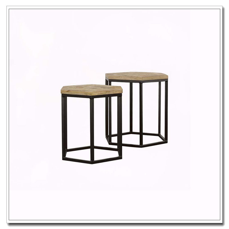 Table gigogne 2 pièces naturelle et noire