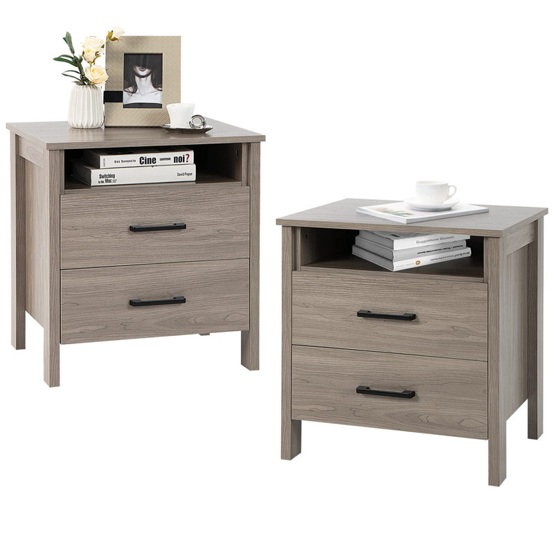 55cm W Manufactured Wood Bedside Table, Oak