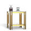Table de bout en verre trempé à double couche supérieure et inférieure avec cadre en acier inoxydable à finition miroir
