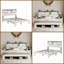 Structure de lit grand format en métal avec station de charge USB - Assemblage ultra-silencieux et sans outil, sans sommier tapissier, blanc-402276941