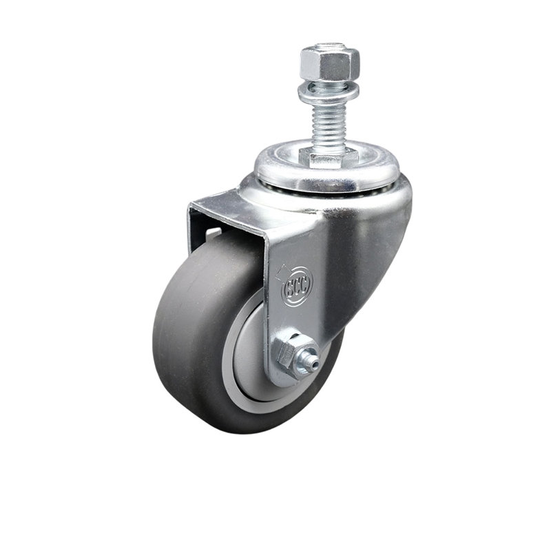 Roue de 3,5 po en caoutchouc thermoplastique pivotant à tige filetée de 12 mm en acier inoxydable