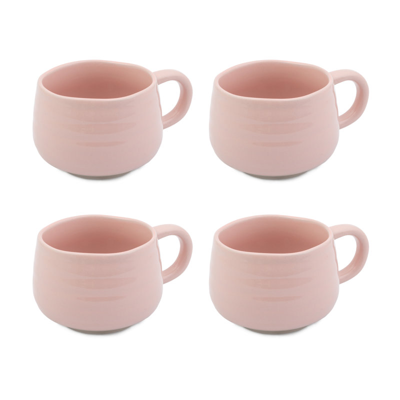 Jamie Oliver Big Love Cosy Cuppa Set, 4Pc Stoneware Mugs, Pink