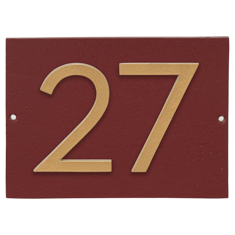 Plaque murale rectangulaire, Rouge brique / Or, Oui