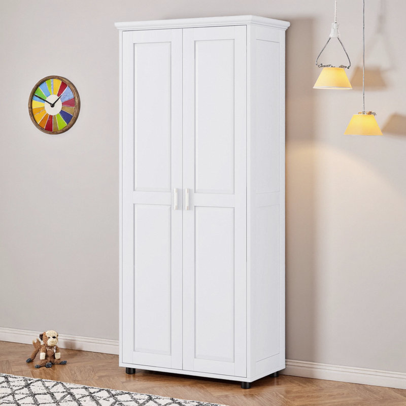 Armoire de rangement haute de luxe, armoire haute 71,25 po avec 2 portes et tablettes réglables, rangement autoportant pour la salle de bain, le bureau et la maison