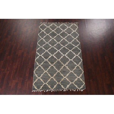 Tapis marocain en laine Trellis noué à la main 5 x 8