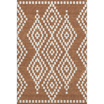 Premium Machine Washable Prisco Terracotta Rug