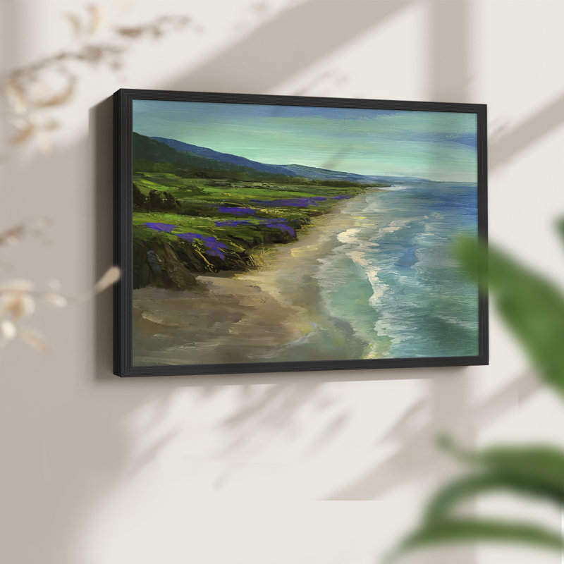 Montara Beach -Framed Print - Restickable, H 11 po x l 14 po, Noir, noir, noir, noir