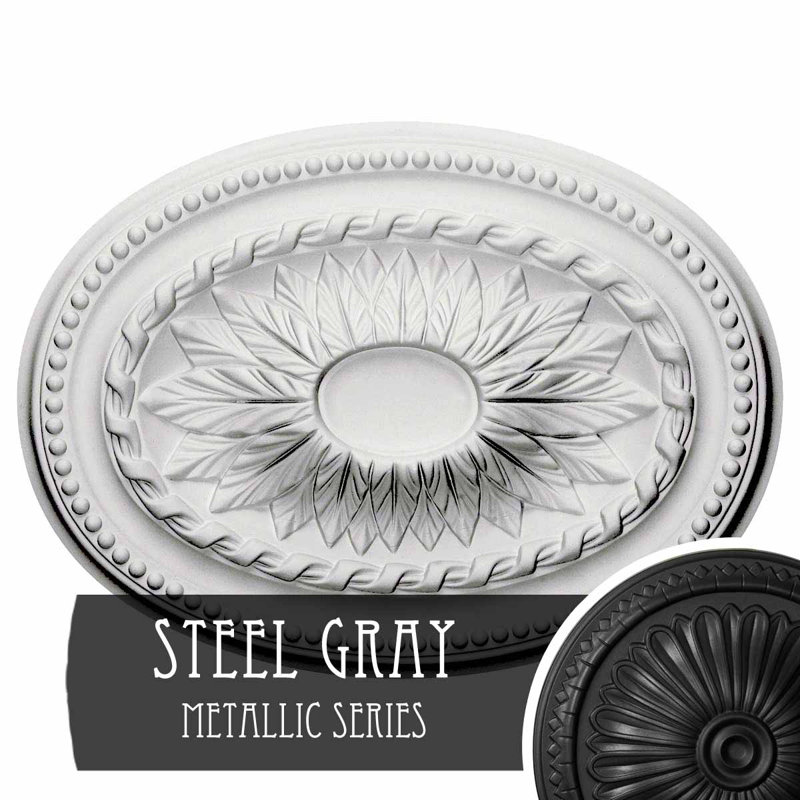 Endurathane Raymond Ceiling Medallion, 18"OD x 1 1/4"P (Fits Canopies up to 5 3/8"), Hand-Painted Ultra Pure White Crackle Finish