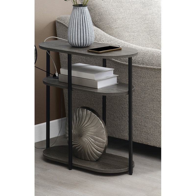 Table de bout Ramos à 3 niveaux avec ports USB Ramos, Gris patiné