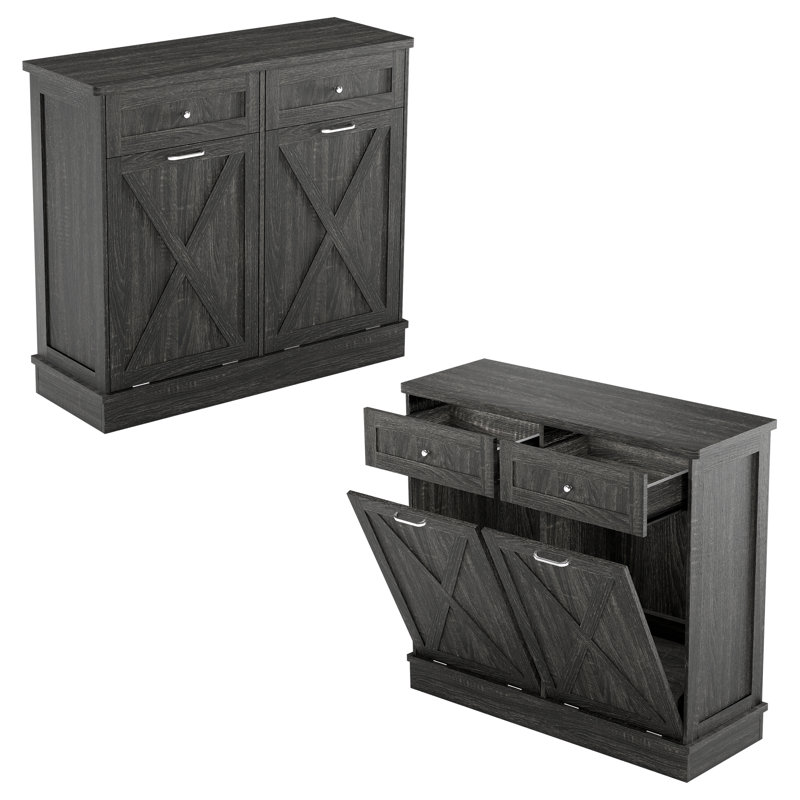 Havant Double Tilt Out 10 Gallon Cabinet Trash Can(Not Include Trash Can), Grey