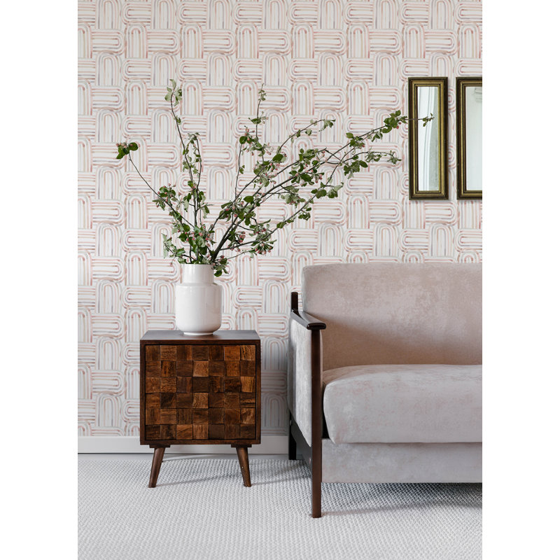 Lolly Blue Arches Wallpaper, Blush