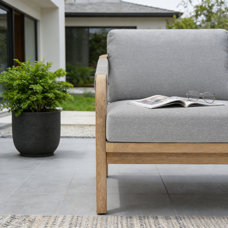 Ensemble de sièges d'extérieur en bois d'acacia 6 places, Grey