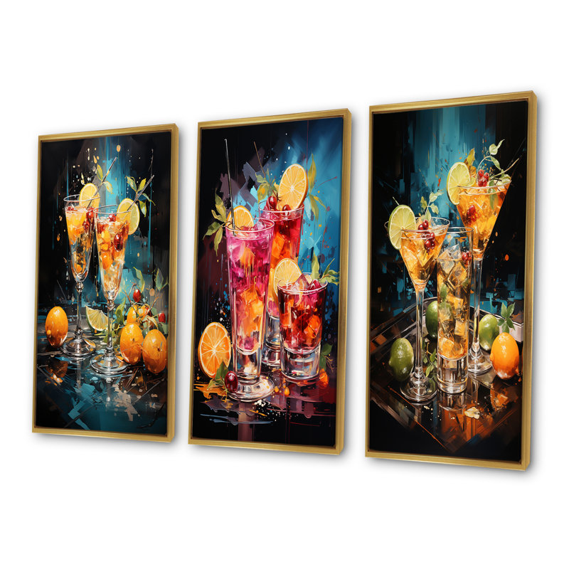 Artful Mixology Cocktail Melody, Cadre flottant doré, H 32 po x l 48 po