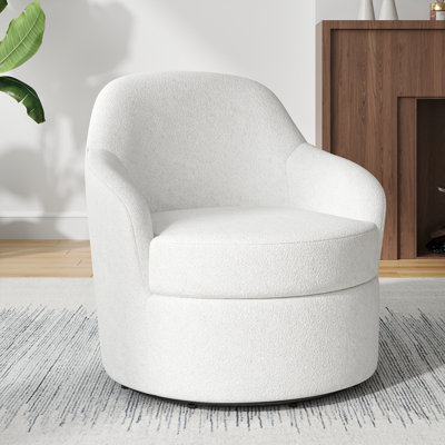 Fauteuil pivotant moderne à 360°, fauteuil tonneau en bouclette, canapé une place rembourré