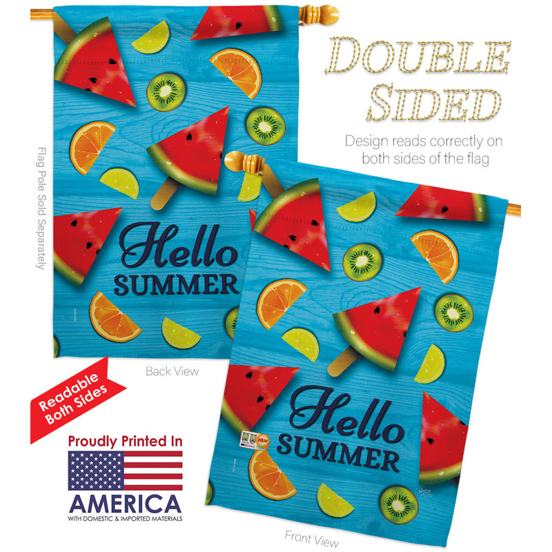 Drapeau de maison en polyester à 3 côtés 3 pi 3 po x 2 pi Summer Fruits