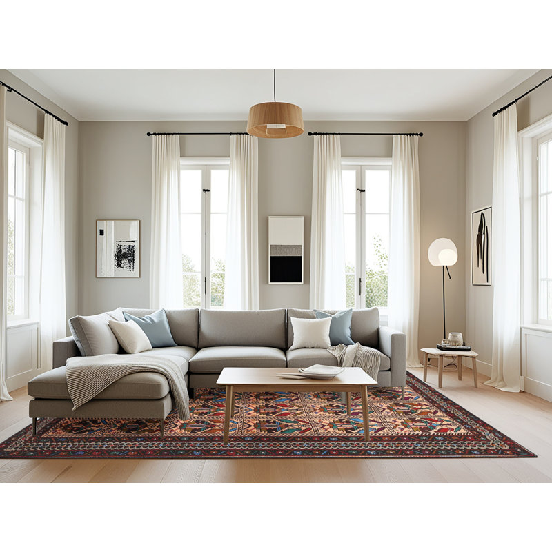 Tapis brun / rouge / bleu Southwestern, Rectangle 8 pi x 12 pi