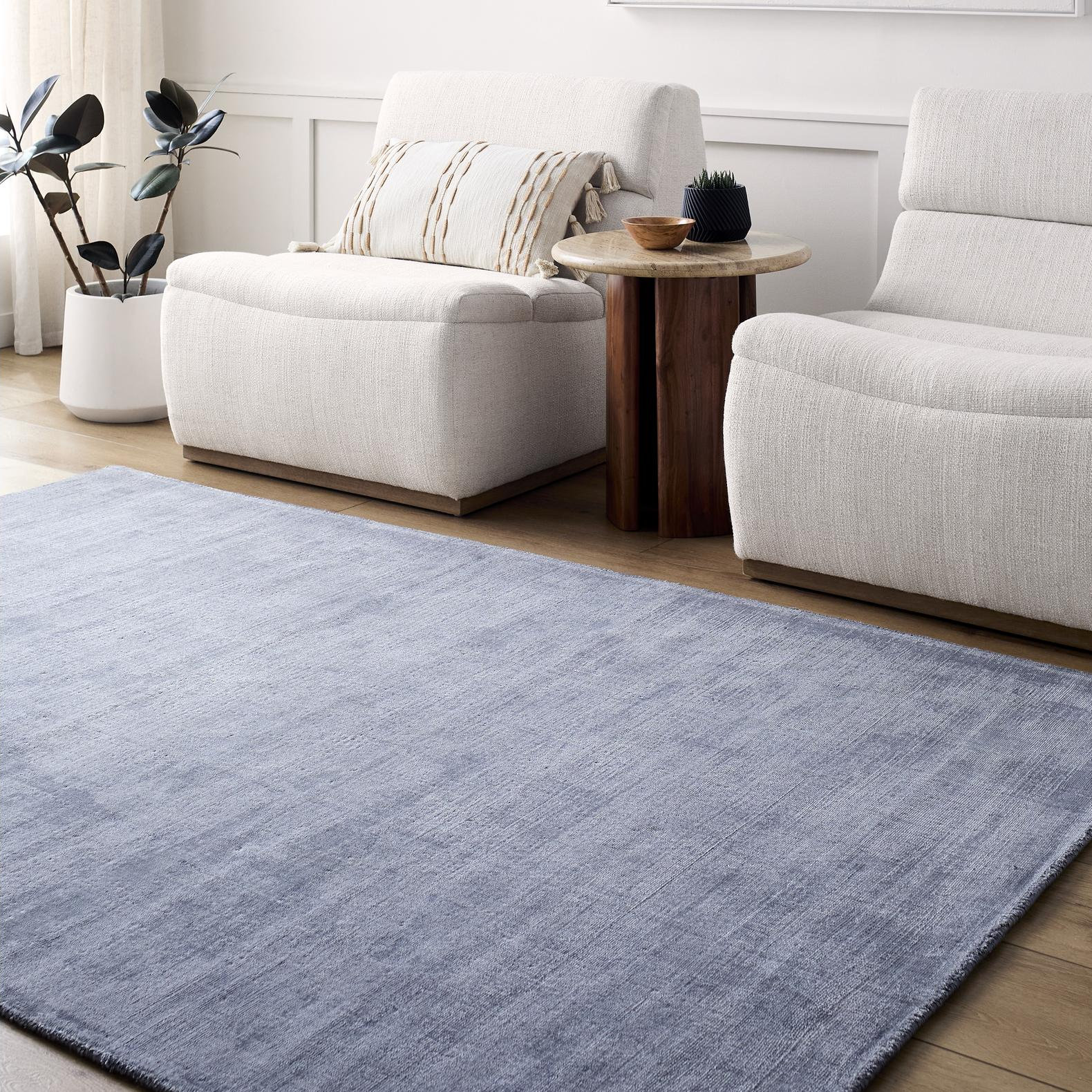 Fennel Hand Loomed Viscose Rug, Rectangle 5' x 8'