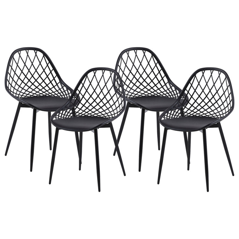 Emila 4 - Person Dining Set, Black, White