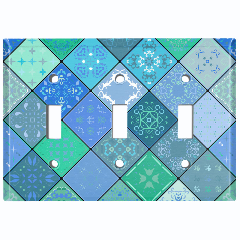 Plaque murale rétro à 3 bandes à rétro-éclairage à motif diagonal élégant, Bleu