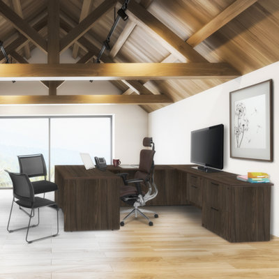 Dennard 71 X 35 In. U Desk With Single Pedestal Drawer Unit