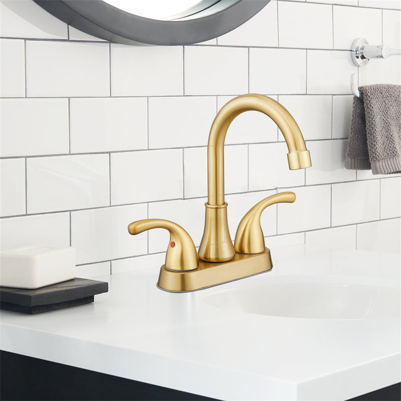 Classic Flow 4" Centerset Bathroom Faucet With Drain, Brushed Gold