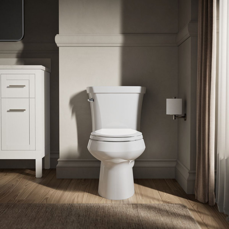 Wellworth® 1.28 GPF Water Efficient Elongated Two-Piece Toilet (Seat Not Included), White, Left-Hand