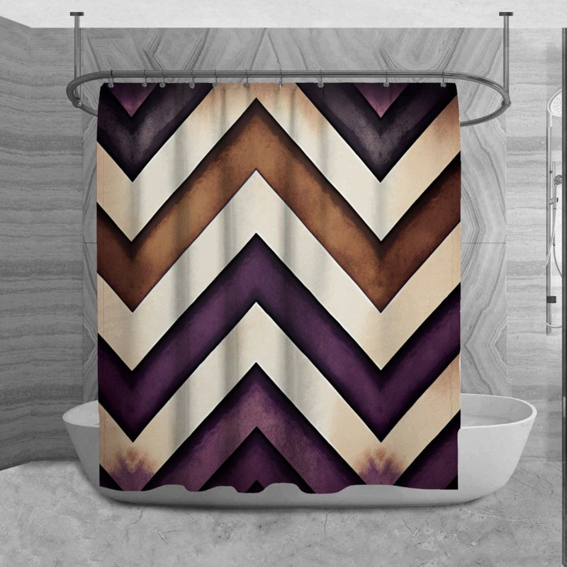Rideau de douche Millstadt, H 84 po x l 70 po, Brun / Mauve