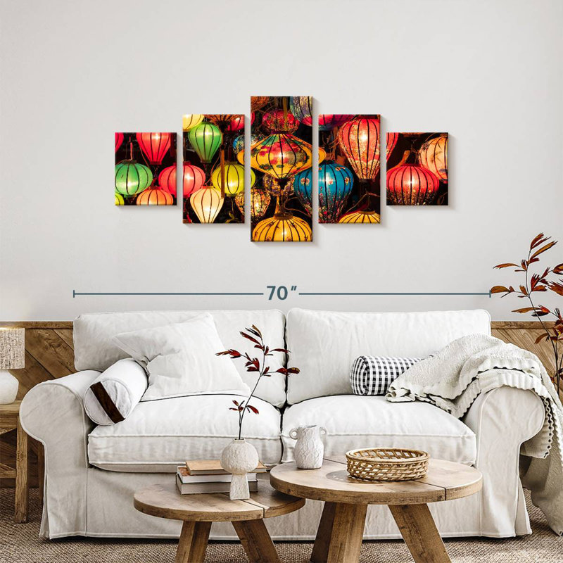 Lanternes chinoises brillantes, H 24 po x l 55 po