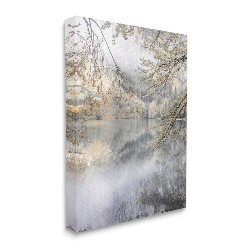 Foggy Pond Landscape Reflection Canvas Wall Art