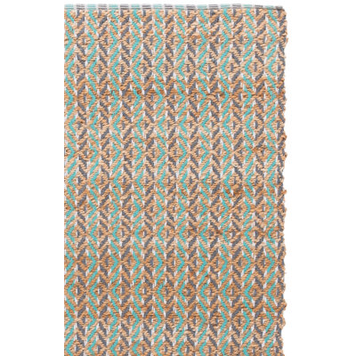Natural Fiber 661 Flatweave Jute/Cotton Geometric Rug in Natural/Teal/Gray/Ivory