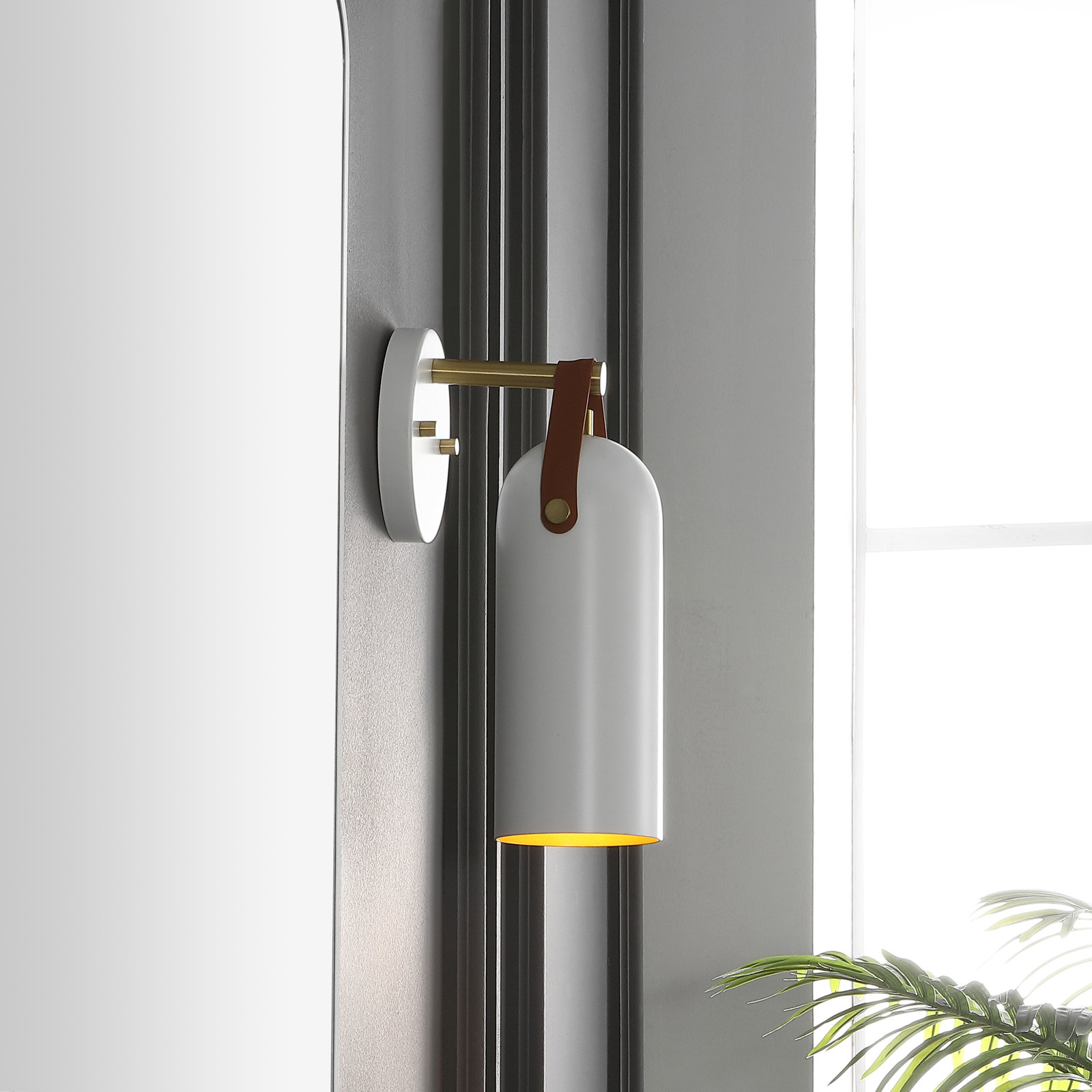 Caniah Single Light Dimmable Armed Sconce, White
