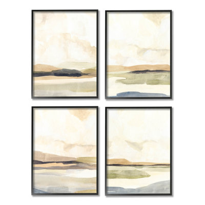 Ensoleillé, paysage, horizon, paysages, ensemble de 4 estampes numériques par Annie Warren