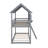 Twin Over Twin Bunk Bed Wood Bed With Roof, Window, Guardrail And Ladder