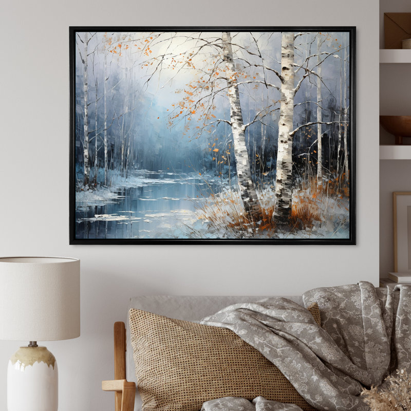 Birchs Ballet sur toile, Cadre flottant noir, H 30 po x l 40 po x P 1,5 po