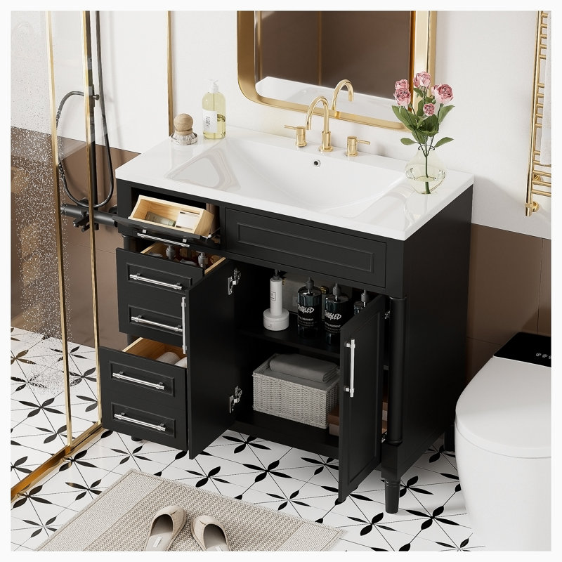 Meuble-lavabo simple 36 po avec plateau Dhananjay